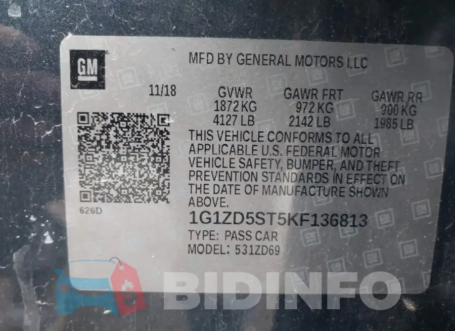 1G1ZD5ST5KF136813 Photo# 9