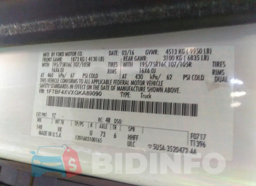 1FTBF4XVXGKA89090 Photo# 9