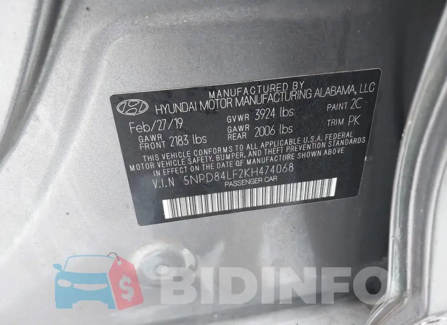 5NPD84LF2KH474068 Photo# 9