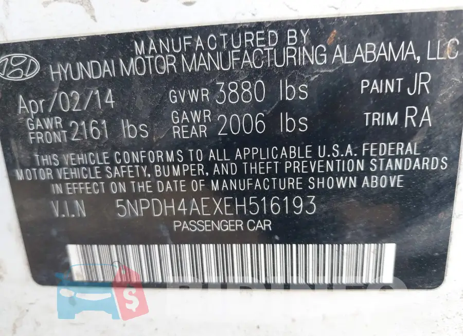 5NPDH4AEXEH516193 Photo# 9