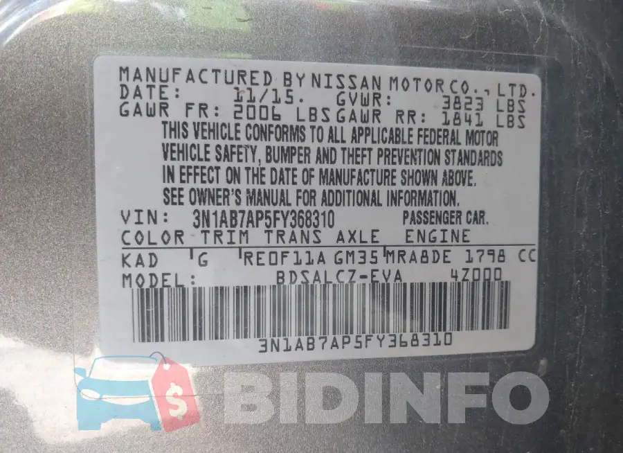 3N1AB7AP5FY368310 Photo# 9