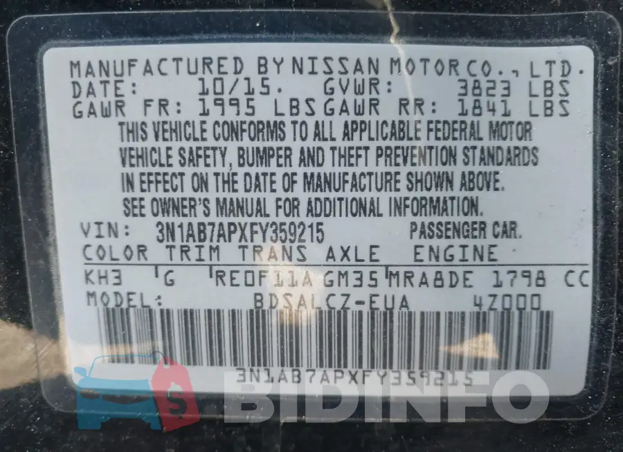 3N1AB7APXFY359215 Photo# 9
