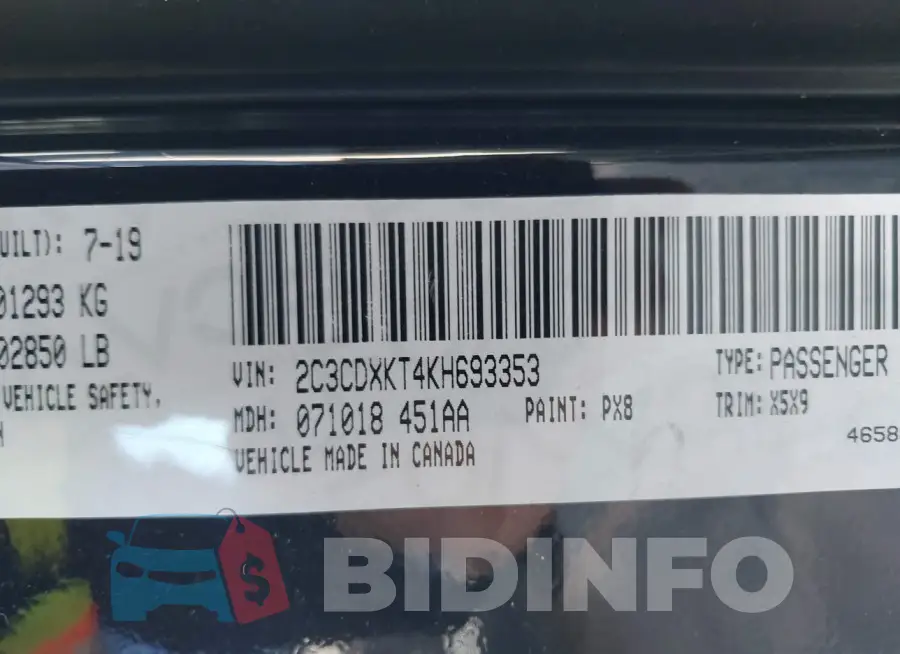 2C3CDXKT4KH693353 Photo# 9