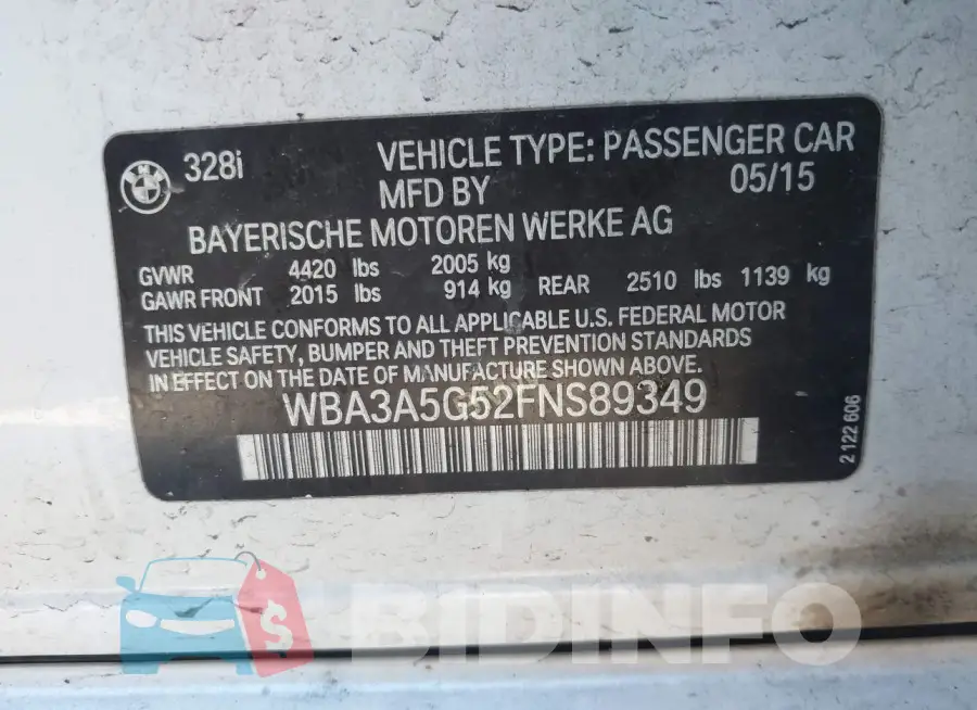 WBA3A5G52FNS89349 Photo# 9