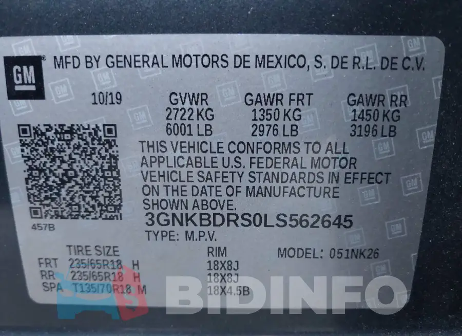 3GNKBDRS0LS562645 Photo# 9