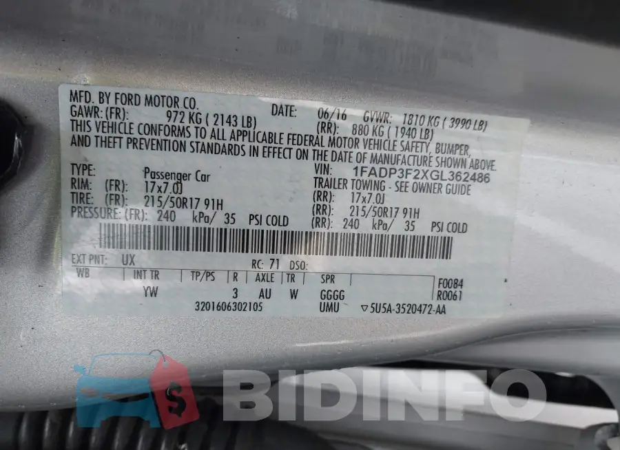 1FADP3F2XGL362486 Photo# 9