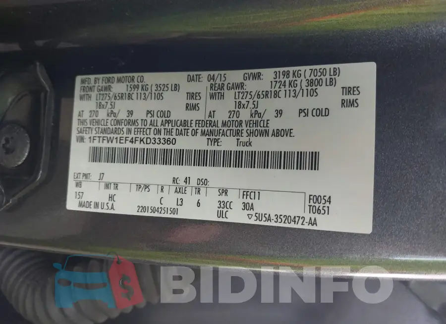 1FTFW1EF4FKD33360 Photo# 9