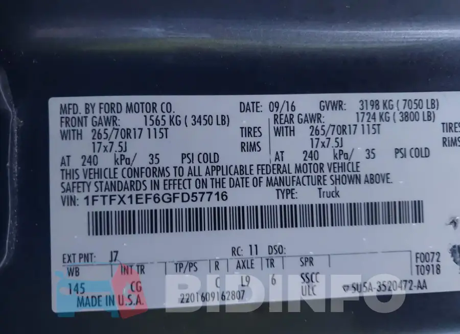 1FTFX1EF6GFD57716 Photo# 9