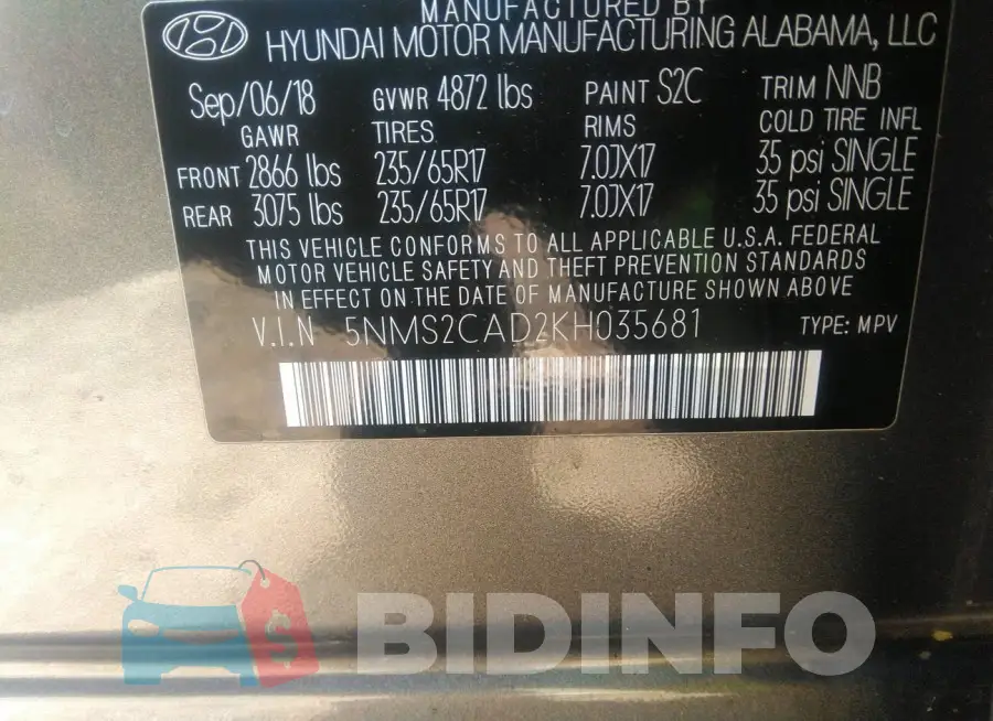 5NMS2CAD2KH035681 Photo# 9
