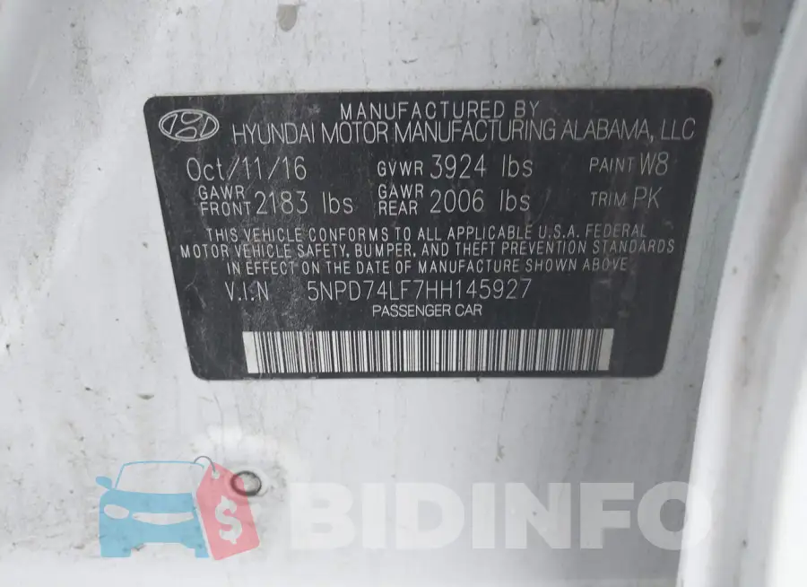 5NPD74LF7HH145927 Photo# 9