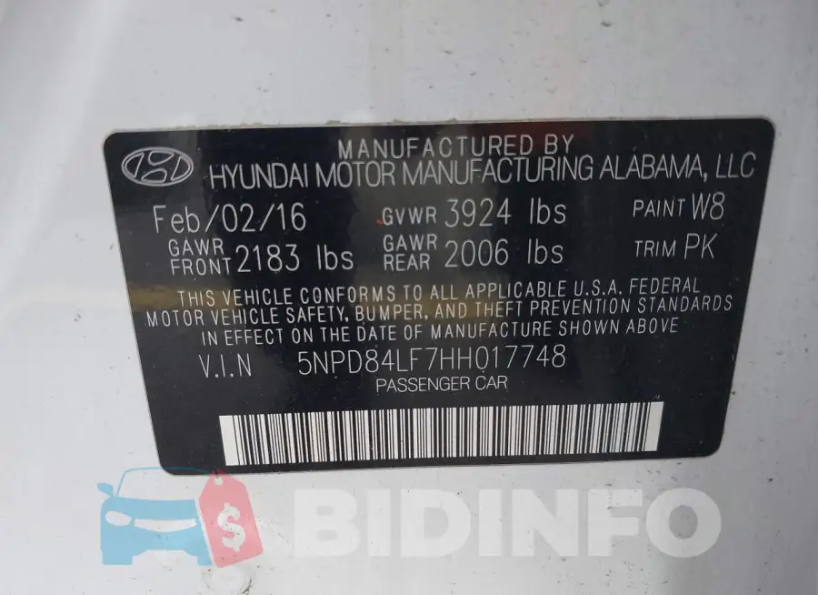 5NPD84LF7HH017748 Photo# 9