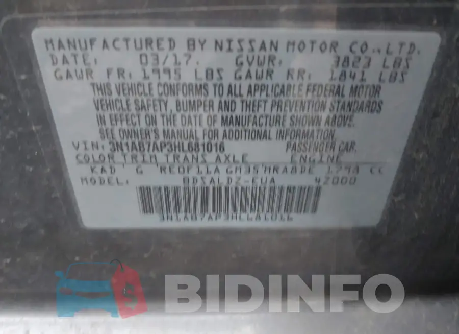3N1AB7AP3HL681016 Photo# 9