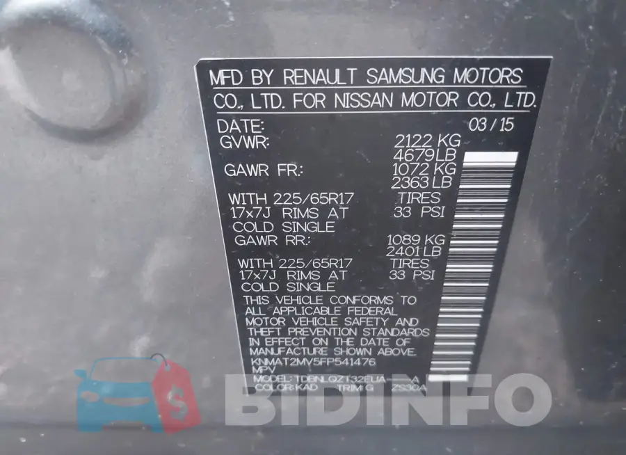 KNMAT2MV5FP541476 Photo# 9