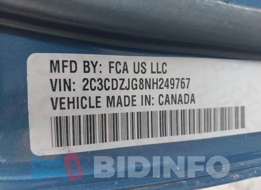 2C3CDZJG8NH249767 Photo# 9