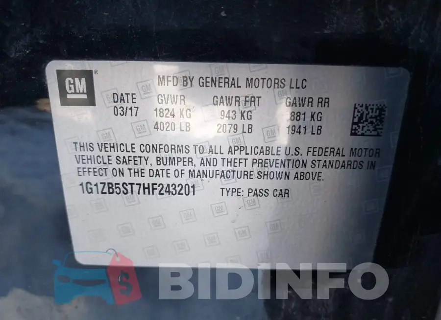 1G1ZB5ST7HF243201 Photo# 9