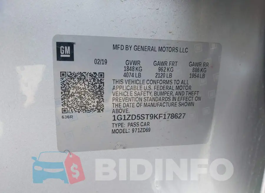 1G1ZD5ST9KF178627 Photo# 9