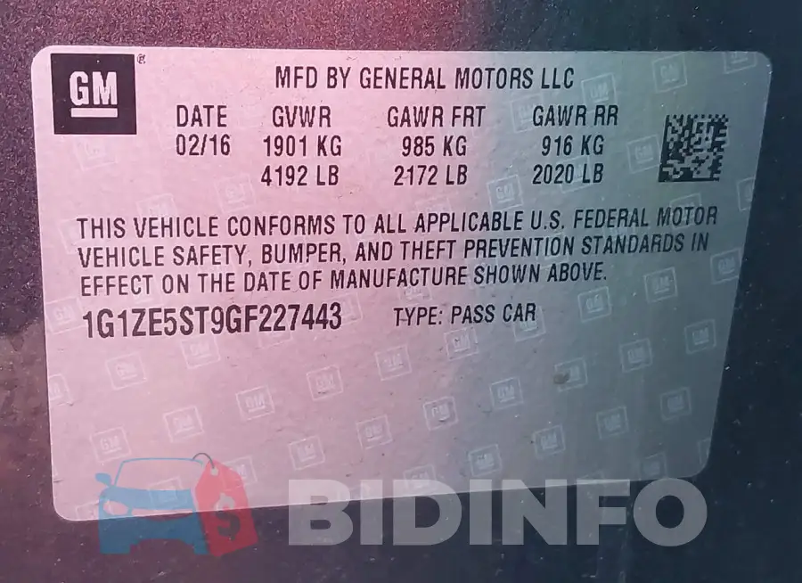 1G1ZE5ST9GF227443 Photo# 9
