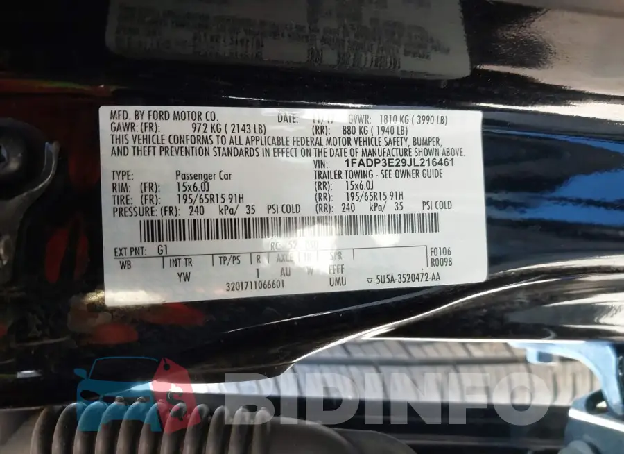 1FADP3E29JL216461 Photo# 9