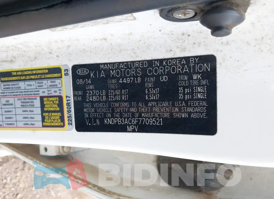 KNDPB3AC6F7709521 Photo# 9