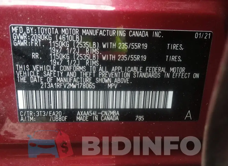 2T3A1RFV2MW178065 Photo# 9
