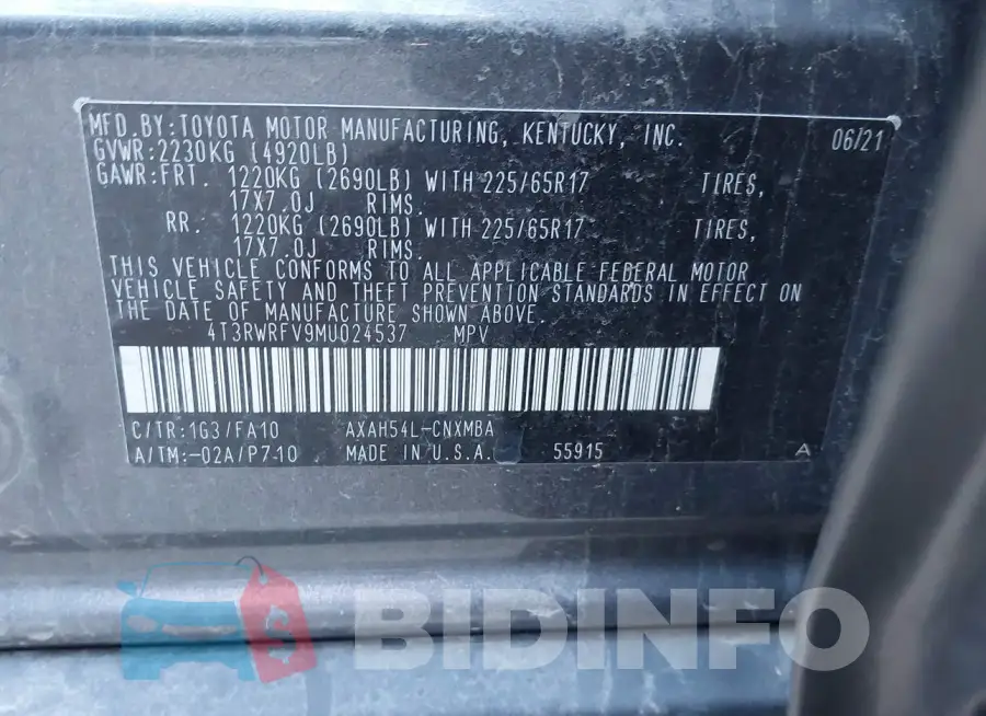 4T3RWRFV9MU024537 Photo# 9