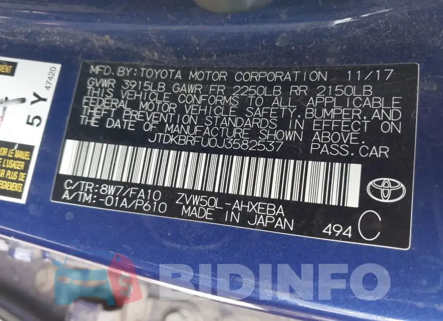 JTDKBRFU0J3582537 Photo# 9