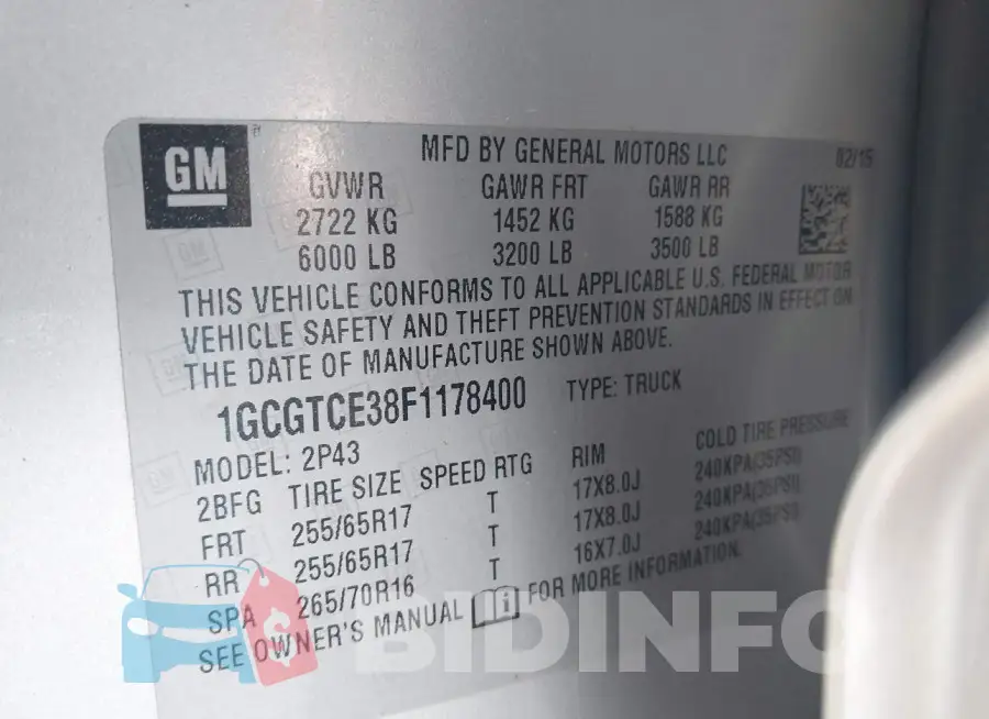1GCGTCE38F1178400 Photo# 9