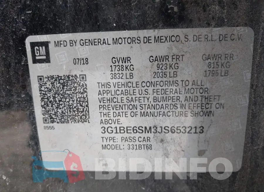 3G1BE6SM3JS653213 Photo# 9