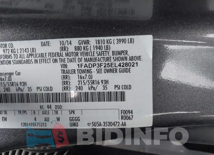 1FADP3F25EL428021 Photo# 9