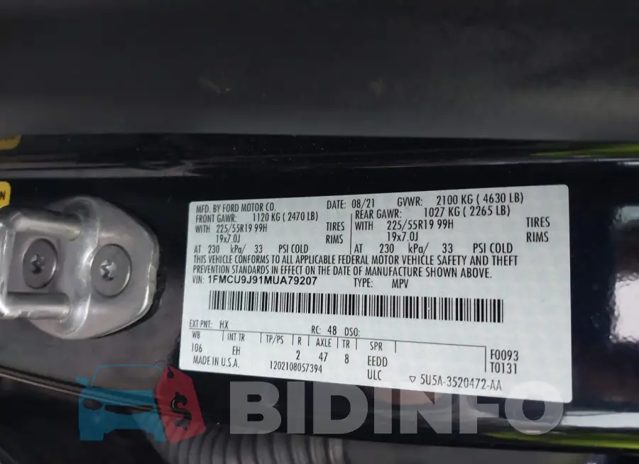 1FMCU9J91MUA79207 Photo# 9
