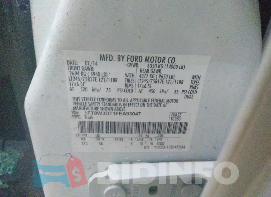 1FT8W3DT1FEA93047 Photo# 9