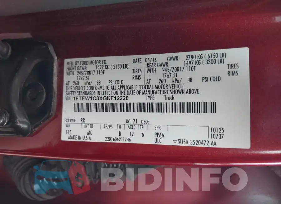 1FTEW1C8XGKF12228 Photo# 9