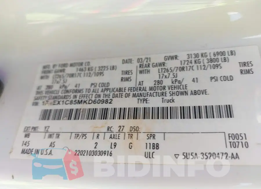 1FTEX1C85MKD60982 Photo# 9