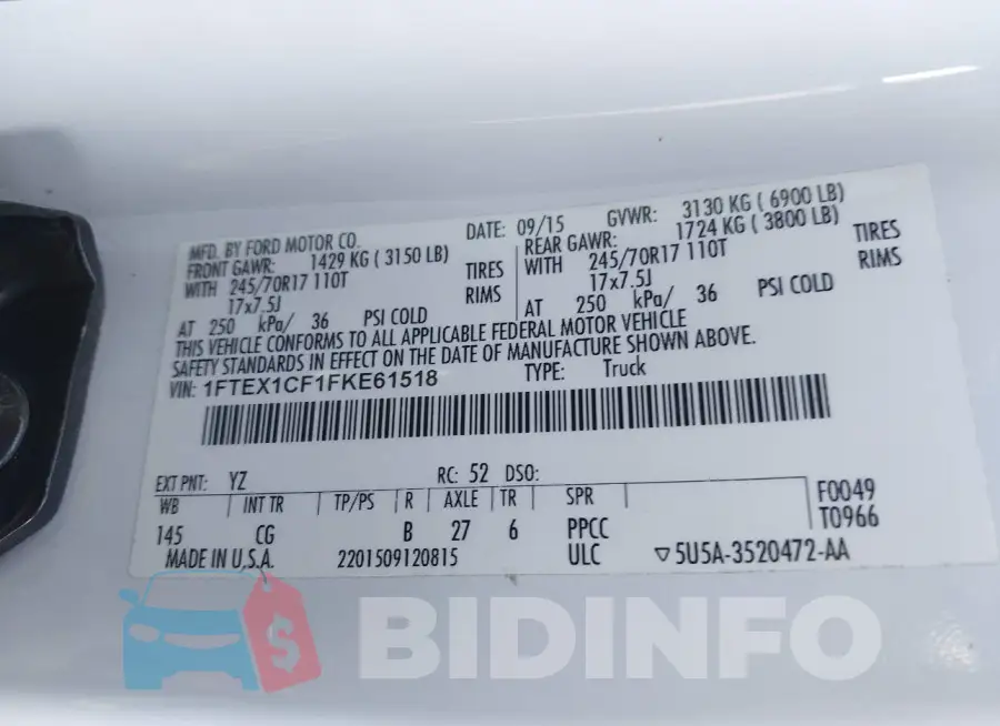 1FTEX1CF1FKE61518 Photo# 9