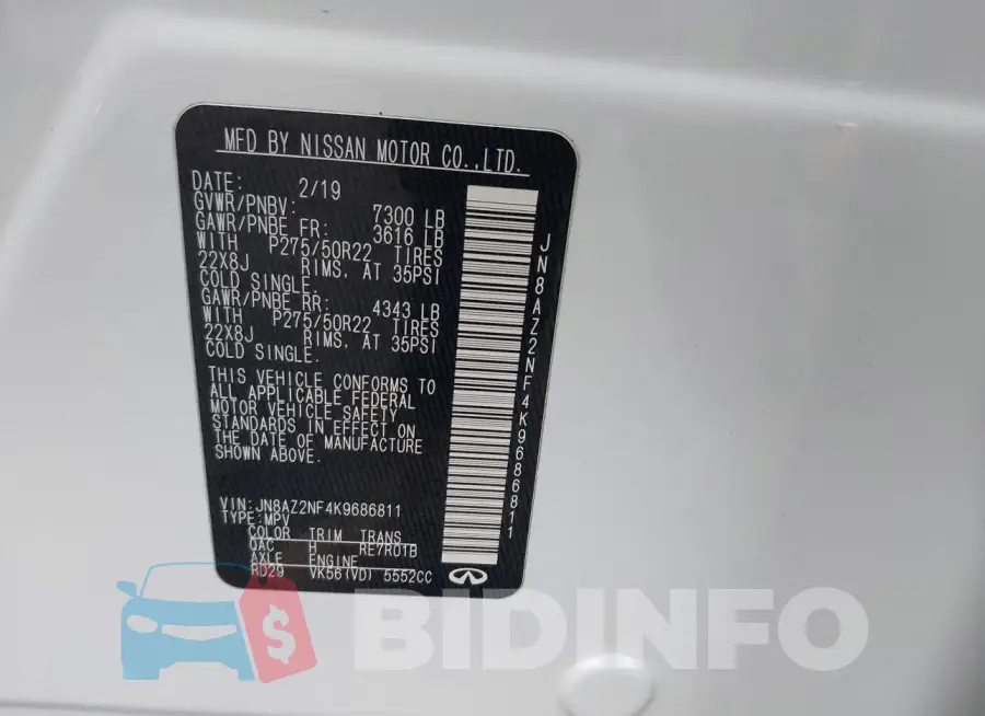 JN8AZ2NF4K9686811 Photo# 9