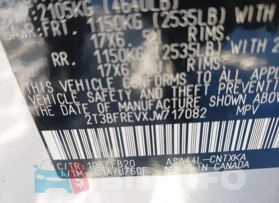 2T3BFREVXJW717082 Photo# 9