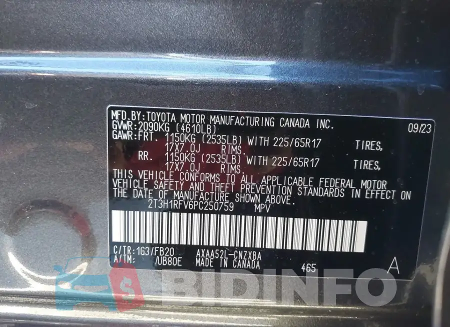 2T3H1RFV6PC250759 Photo# 9