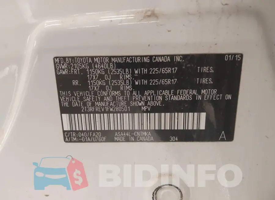 2T3RFREV1FW280501 Photo# 9