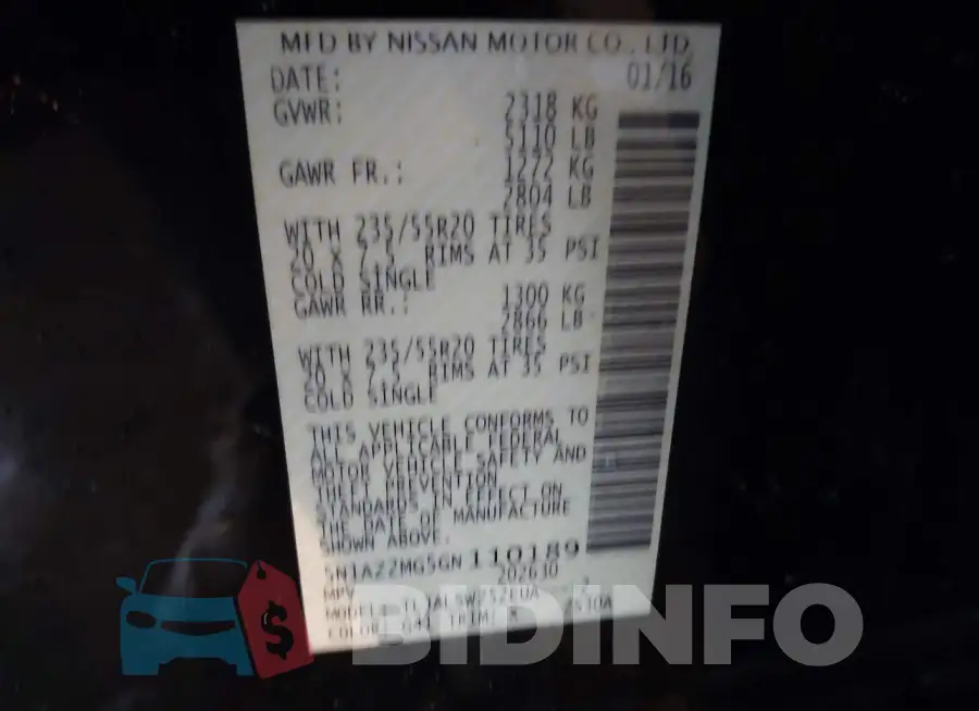 5N1AZ2MG5GN110189 Photo# 9