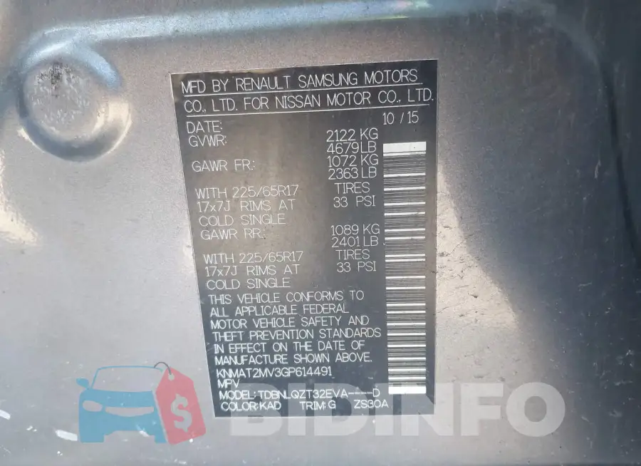 KNMAT2MV3GP614491 Photo# 9