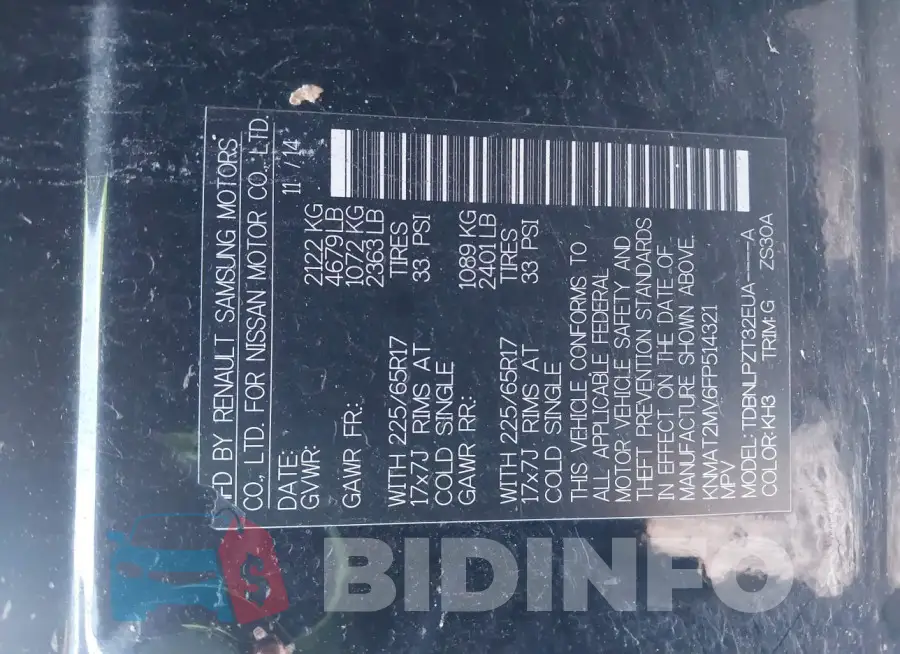 KNMAT2MV6FP514321 Photo# 9
