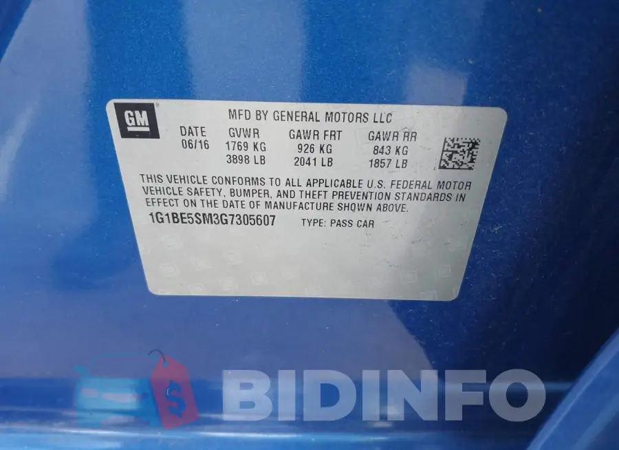 1G1BE5SM3G7305607 Photo# 9