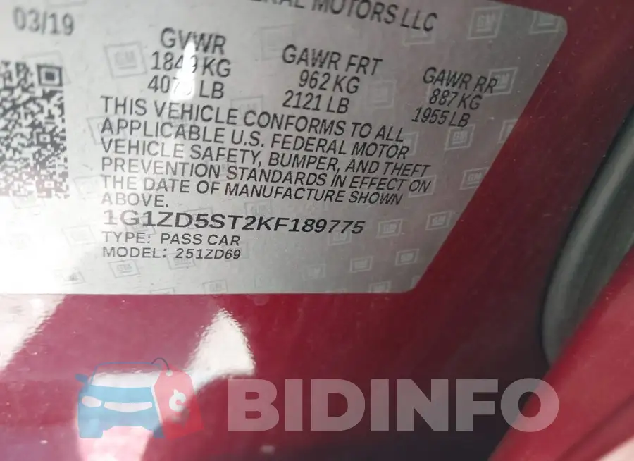 1G1ZD5ST2KF189775 Photo# 9