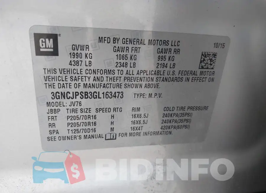 3GNCJPSB3GL163473 Photo# 9