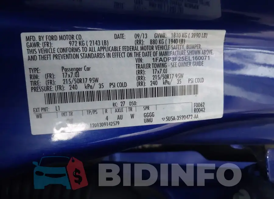 1FADP3F25EL160071 Photo# 9