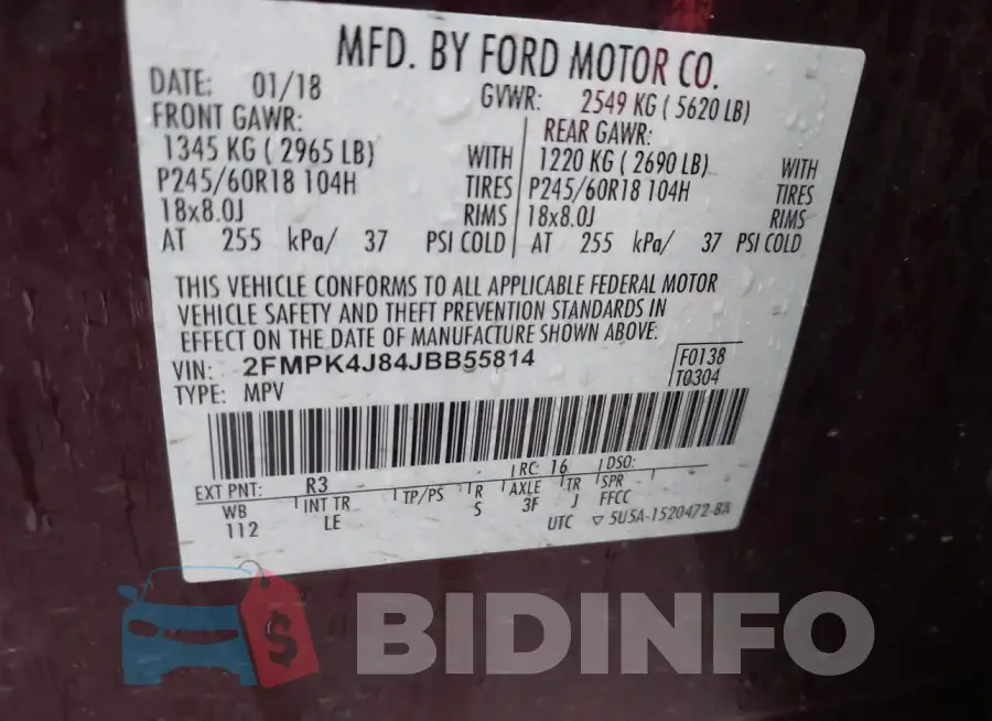 2FMPK4J84JBB55814 Photo# 9