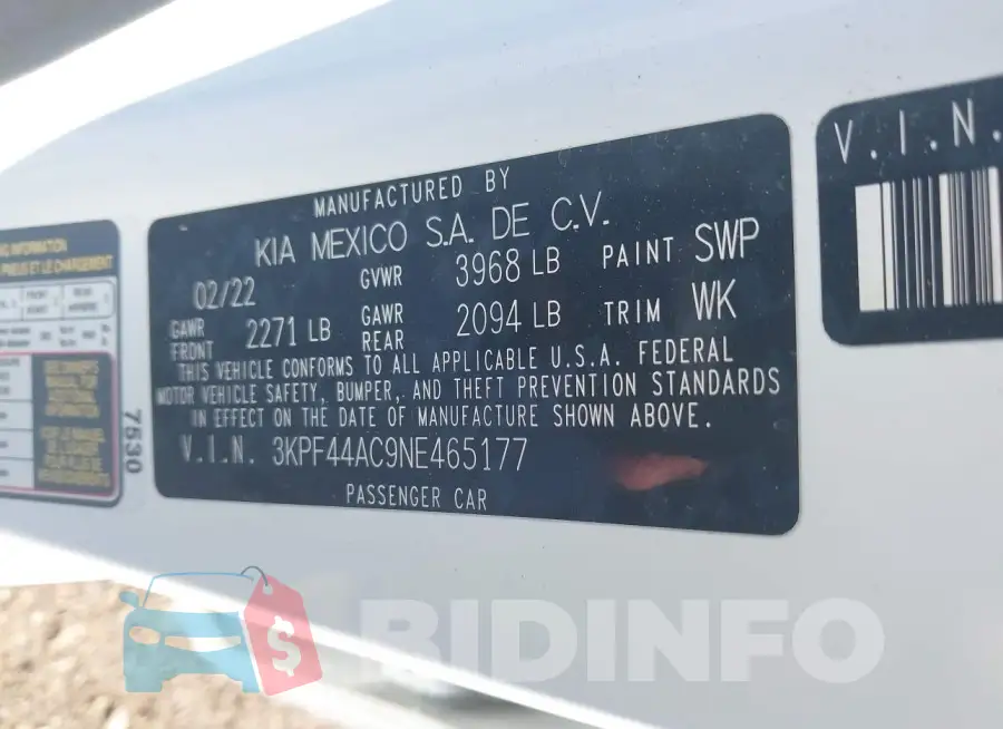 3KPF44AC9NE465177 Photo# 9