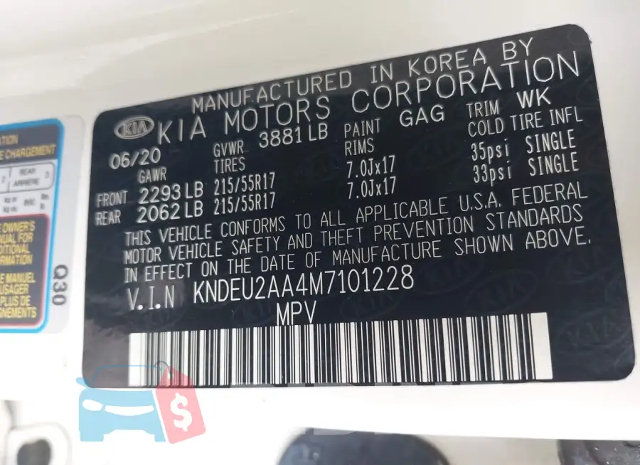 KNDEU2AA4M7101228 Photo# 9
