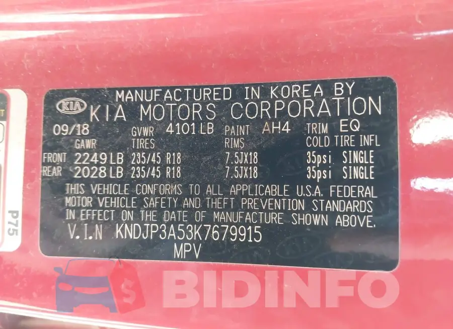 KNDJP3A53K7679915 Photo# 9