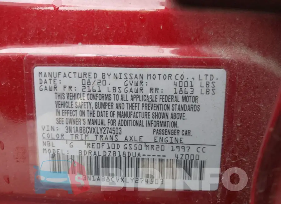 3N1AB8CVXLY274503 Photo# 9
